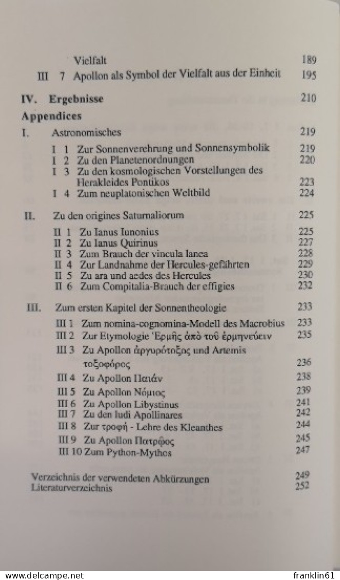 Studien Zur Theologie Im Ersten Buch Der Saturnalien Des Ambrosius Theodosius Macrobius. - Filosofía