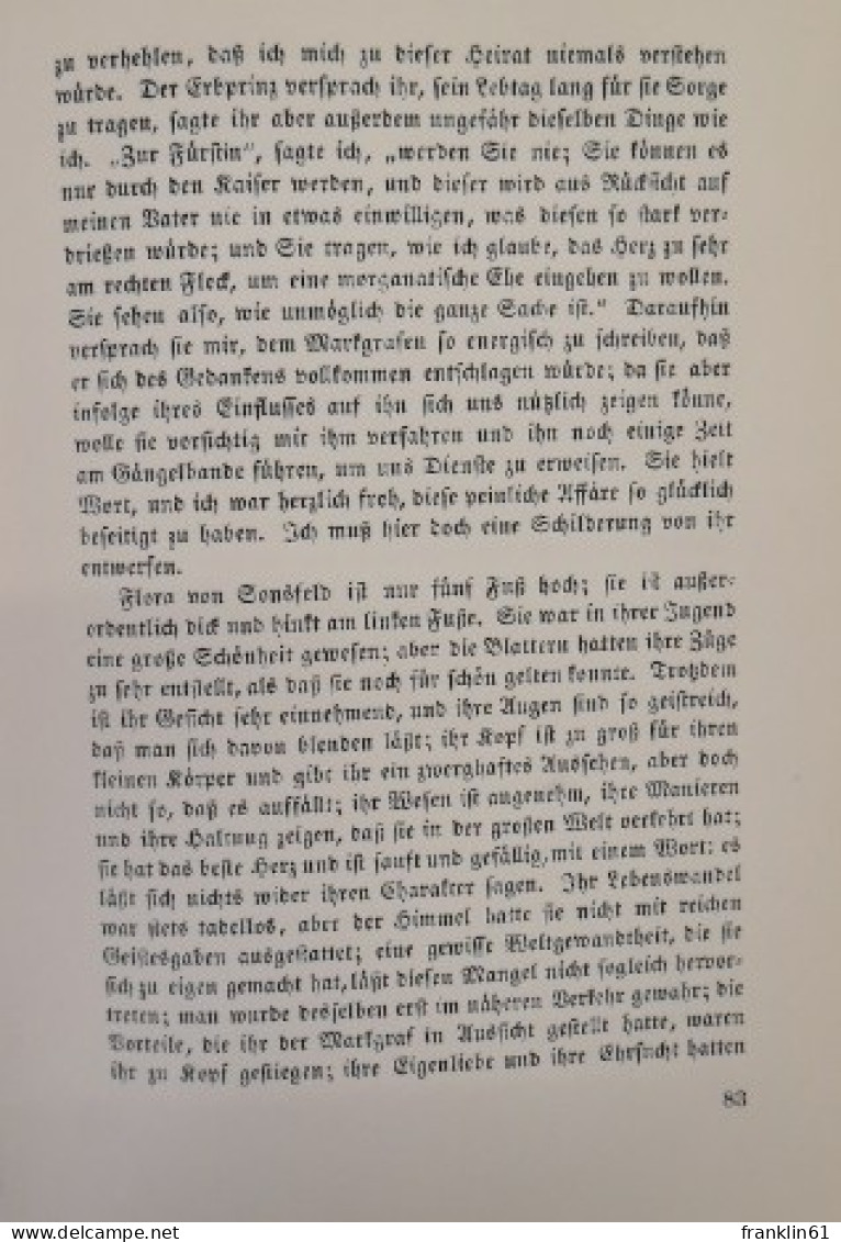 Memoiren der Markgräfin Wilhelmine von Bayreuth. 2 Bände komplett.