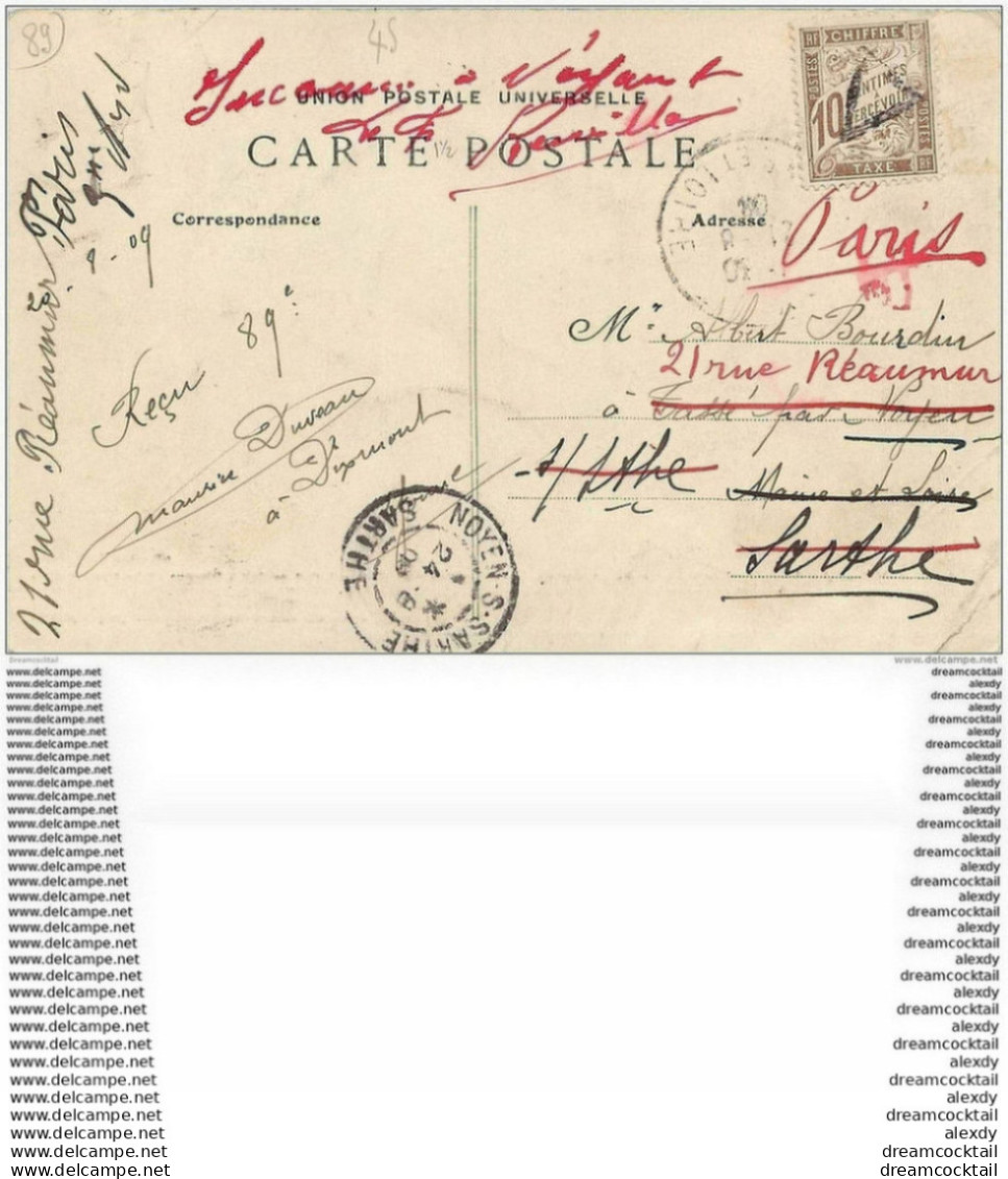 89 DIXMONT. Personnages à La Minr De Lignite. Timbre Taxe 1909 - Dixmont