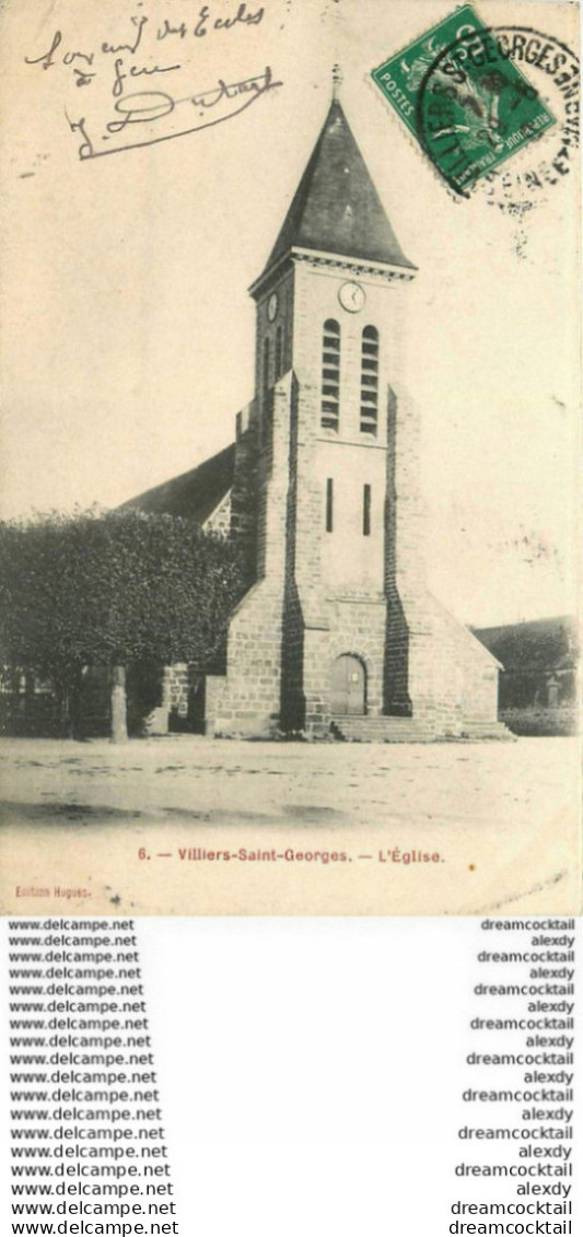 2 X Cpa 77 VILLIERS-SAINT-GEORGES. Entrée Du Château Et Eglise 1910 - Villiers Saint Georges