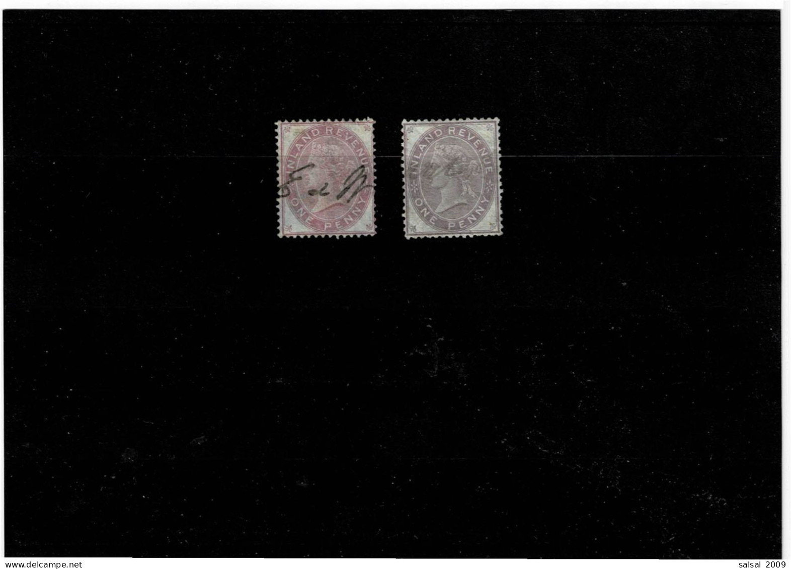 GRAN BRETAGNA ,"Fiscali Postali" ,1p.violetto ,2 Pezzi Usati ,qualita Ottima - Revenue Stamps