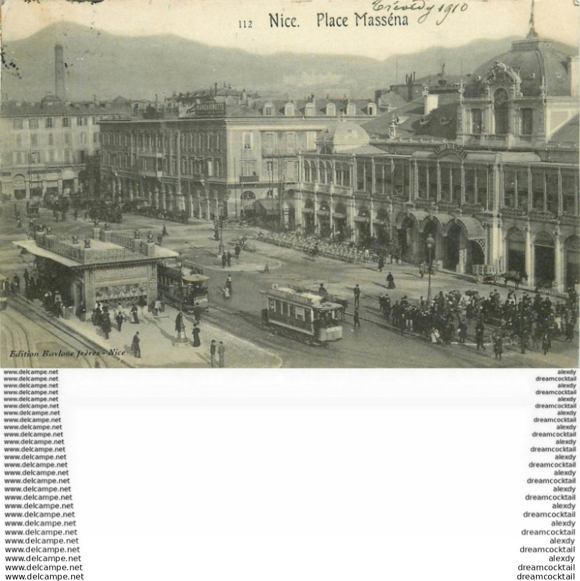 WW 06 NICE. Tramways Place Masséna 1910 - Transport Urbain - Auto, Autobus Et Tramway