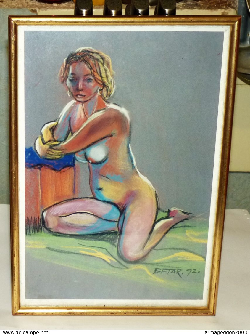 ARTISTE COTE AQUARELLE SIGNE RAYMOND BÉTAR (1929-2017) FEMME NUE 1992 ENCADREE - Wasserfarben