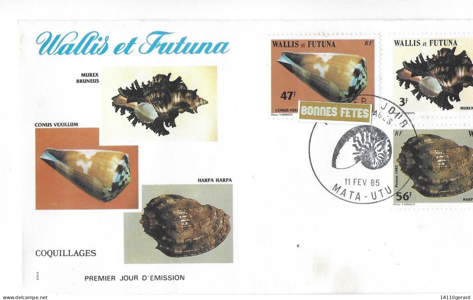 WALLIS ET FUTUNA FDC De 1985       COQUILLAGES 11 Fev 85 MATA-UTU - Lettres & Documents