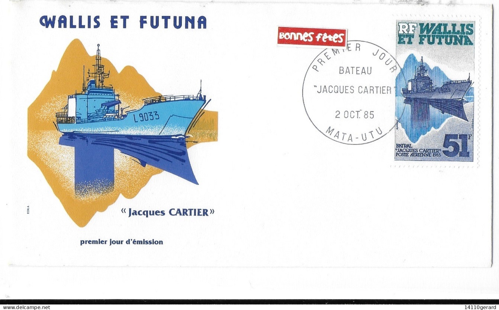 WALLIS ET FUTUNA FDC De 1985  BATEAU JACQUES CARTIER - Covers & Documents