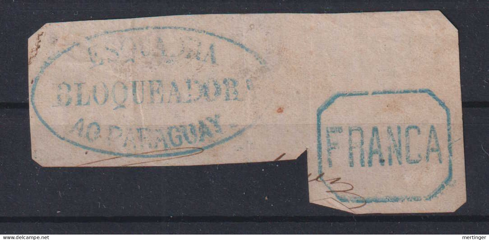 Brazil Brasil 1870 Guerra Do Paraguai Fragment ESQUADRA BLOCQUEADORA AO PARAGUAY FRANCA - Briefe U. Dokumente