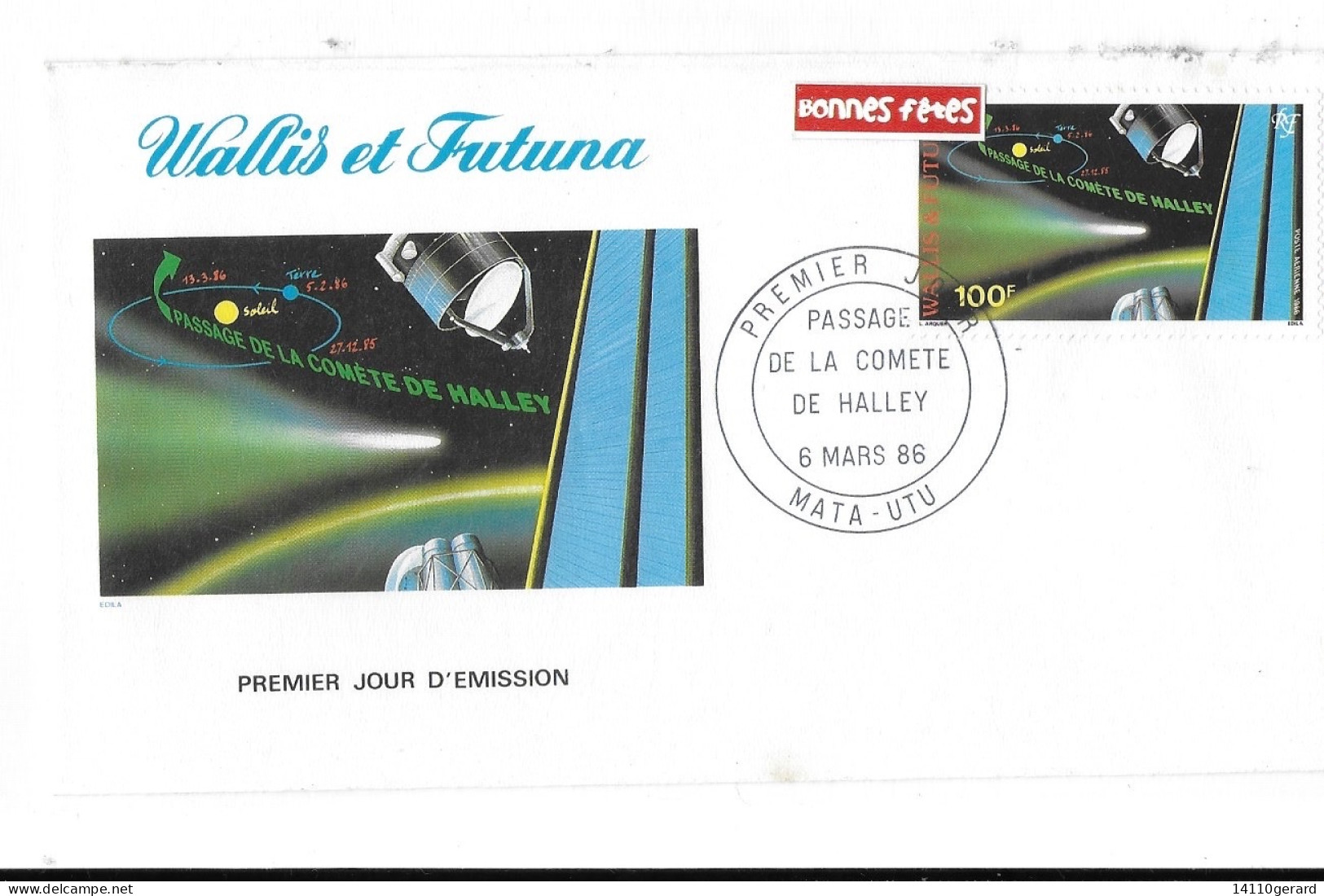 WALLIS ET FUTUNA FDC De 1985   PASSAGE DE LA COMETE DE HALLEY 6 MARS 1986 - Storia Postale