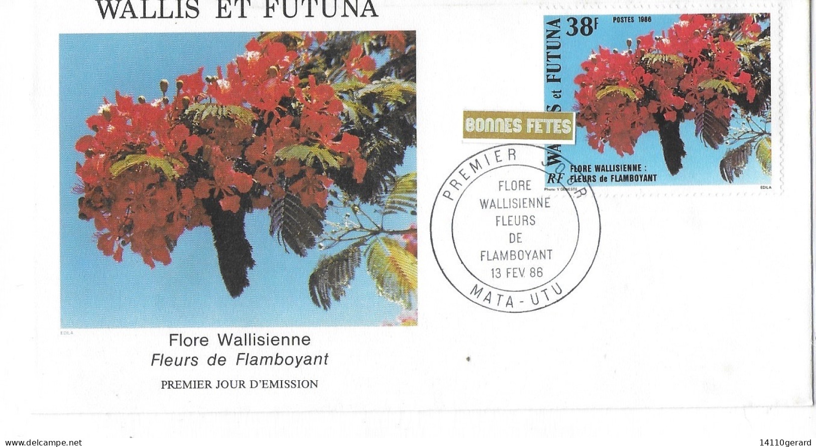 WALLIS ET FUTUNA FDC De 1985   Flore Wallisienne Fleurs De Flamboyant - Cartas & Documentos