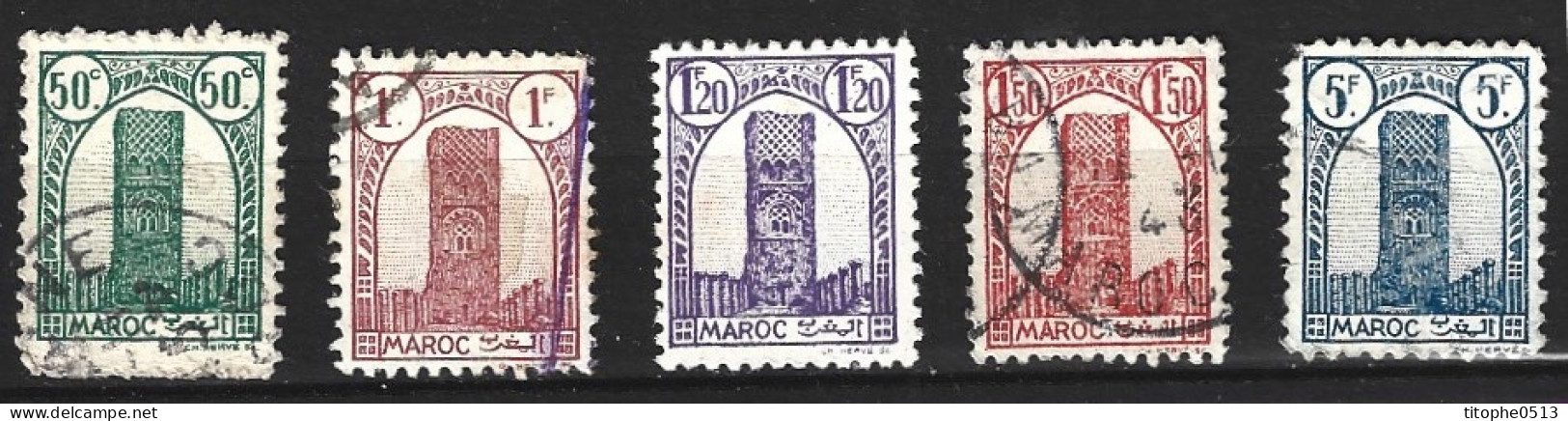 MAROC. Timbres Oblitérés De 1943-4. Tour Hassan. - Gebruikt