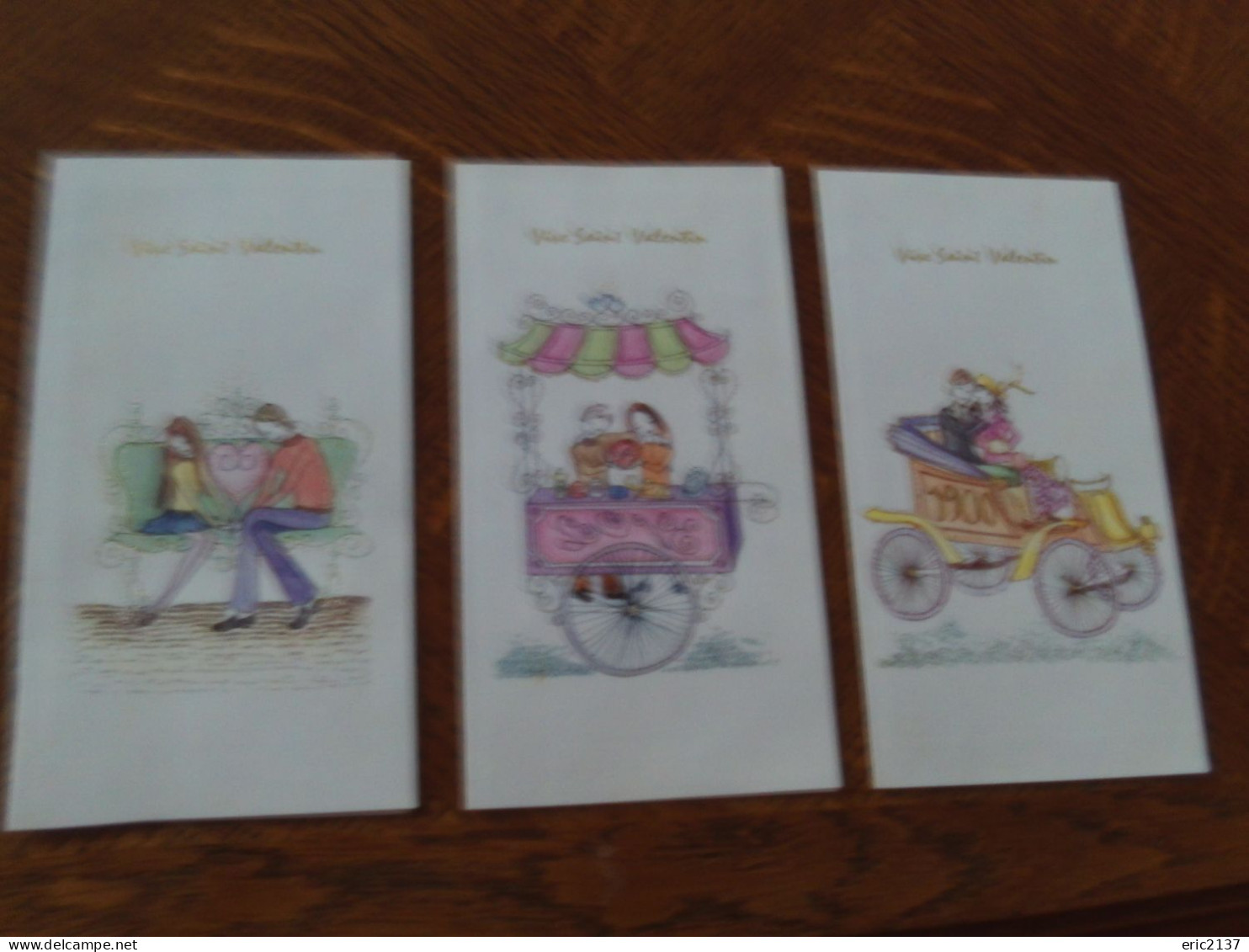 LOT DE 3 ILLUSTRATIONS DOUBLES .. "VIVE SAINT VALENTIN" (format 9 X 17) - Valentijnsdag