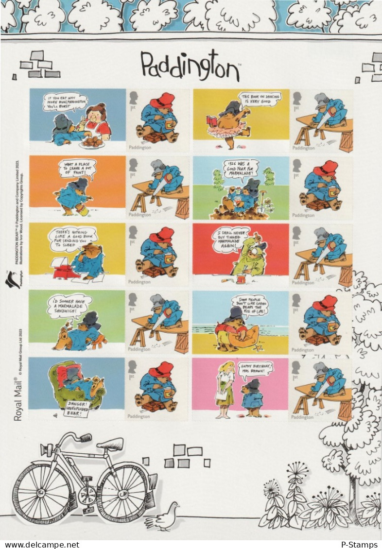 GB 2023 Paddington - 65th Birthday Smilers/Collector Sheet Cat Ref: GS-157/LS-155 - Timbres Personnalisés