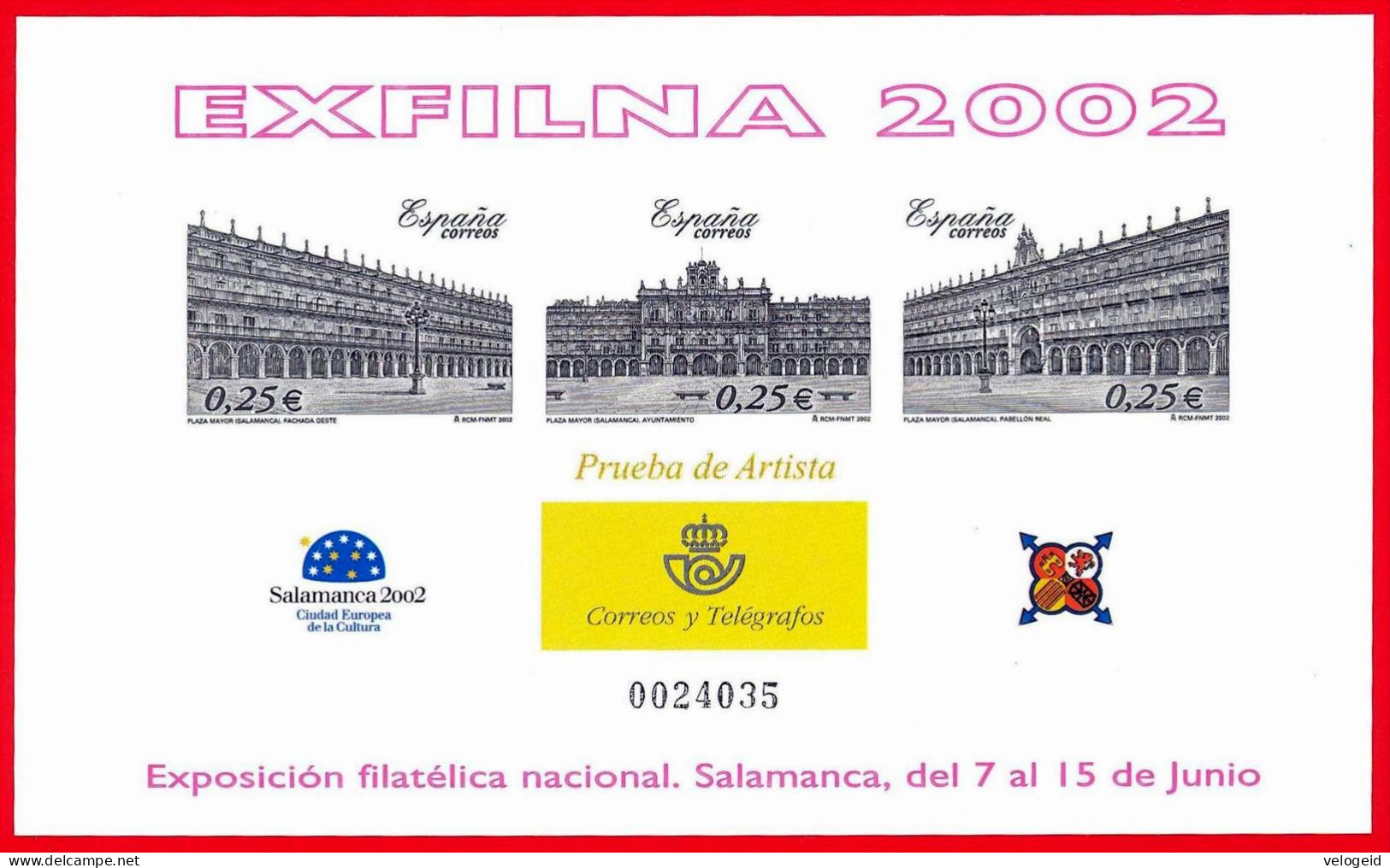 España. Spain. 2002. PO. EXFILNA '02. Salamanca - Blocs & Hojas