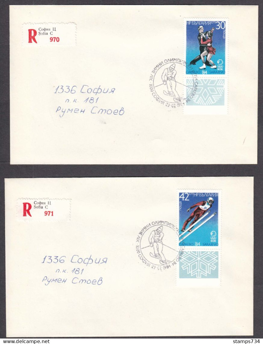 Bulgaria 1984 - Winter Olympic Games, Sarajevo, Mi-Nr. 3247/50+Bl. 140, MNH**, 5 FDC Traveled (3 Scan) - FDC