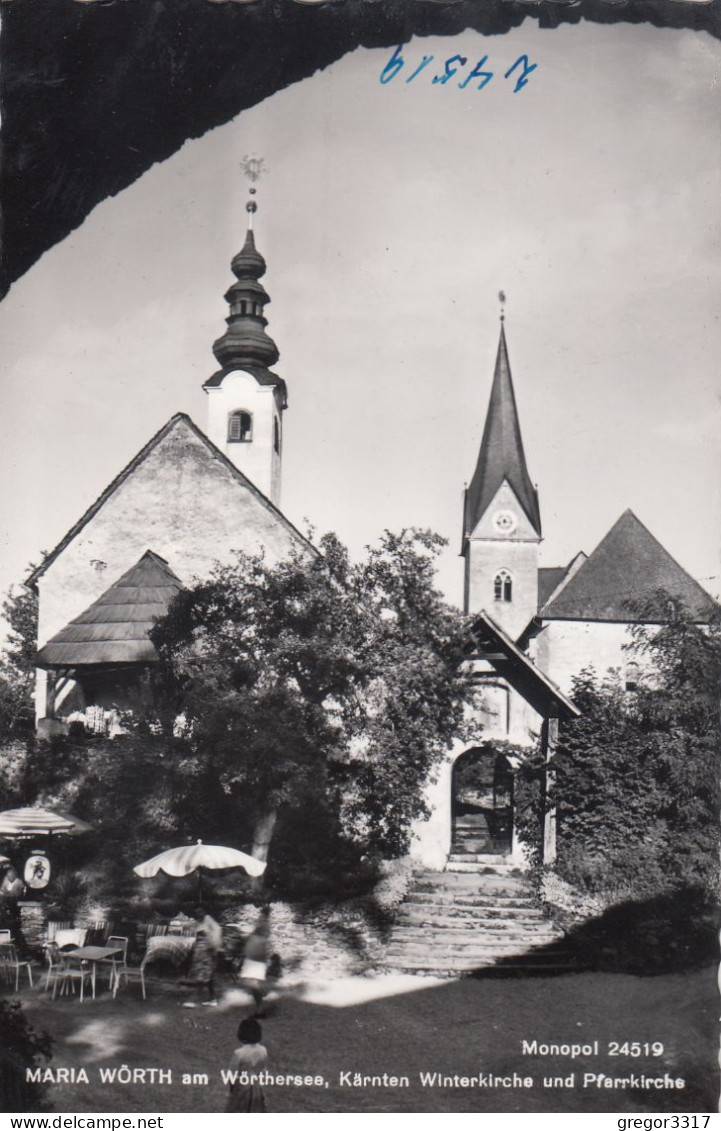 D9632) MARIA WÖRTH Am Wörthersee - Kärnten - Winterkirche U. Pfarrkirche Mit Gastgarten Im Vordergrund ALT - Maria Wörth