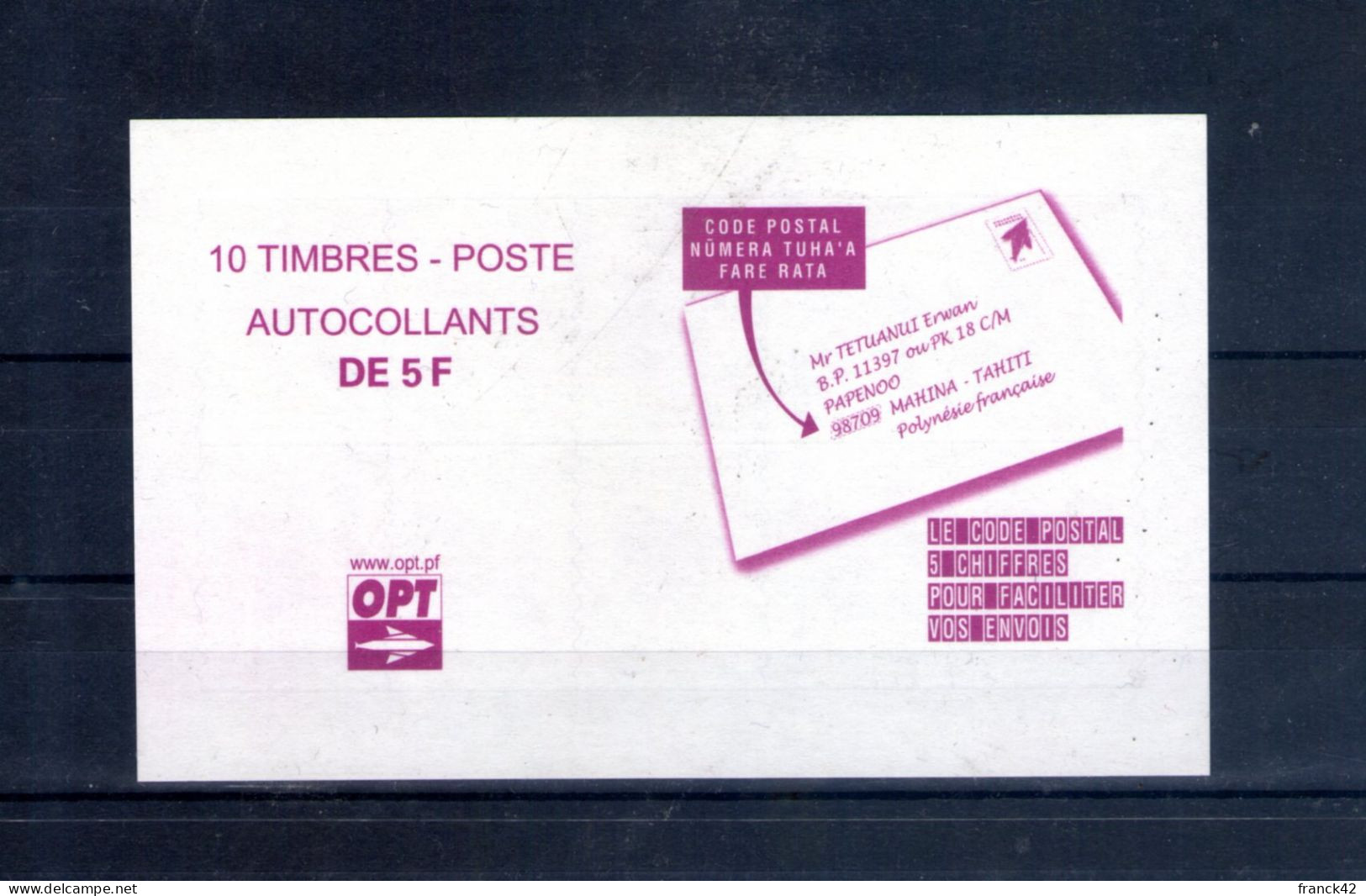Polynésie Française. Emblème Postal. Carnet Autoadhésif. 2012 - Neufs
