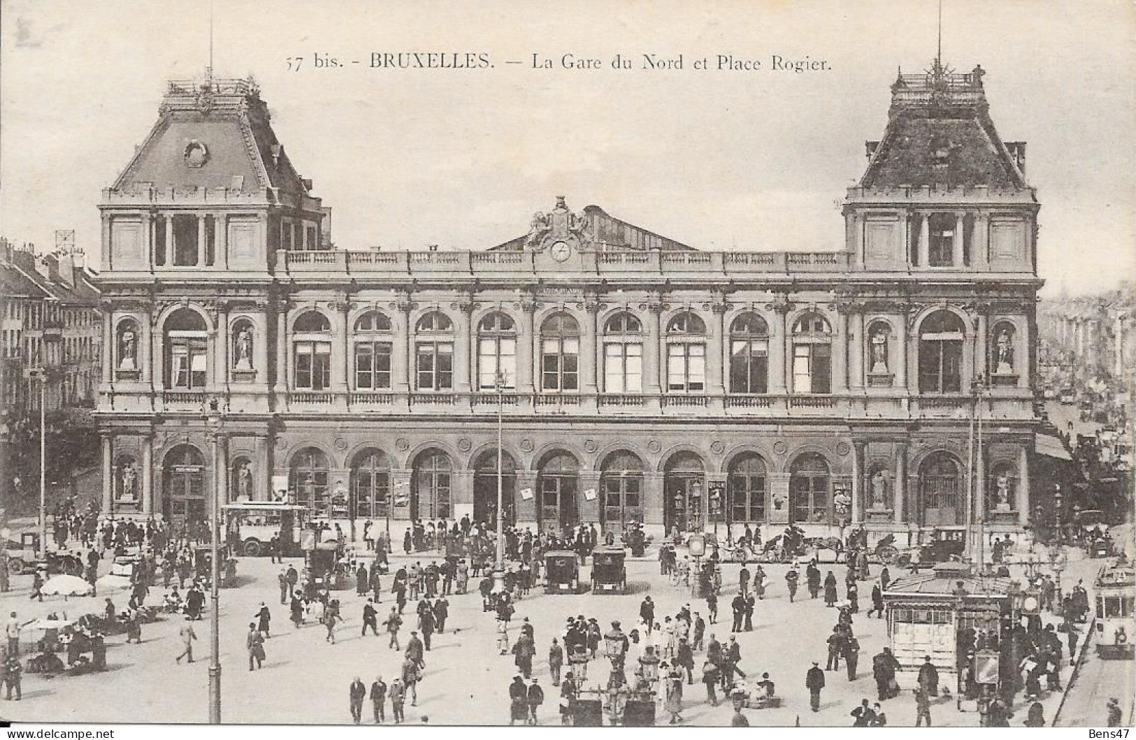 Bruxelles La Gare Du Nord Et Place Rogier  3-9-1921 - Transport (rail) - Stations