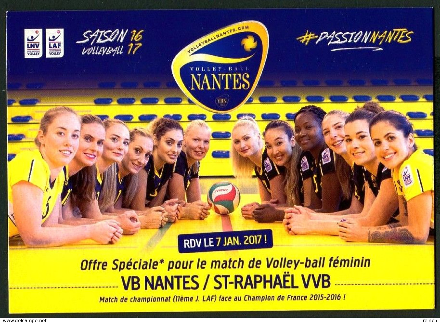 VOLLEYBALL NANTES FEMININ SALLE METROPOLITAINE DE LA TROCARDIERE à REZE CP PUBLICITE -TRES BON ETAT -REFimg-748-751A-751 - Volleybal