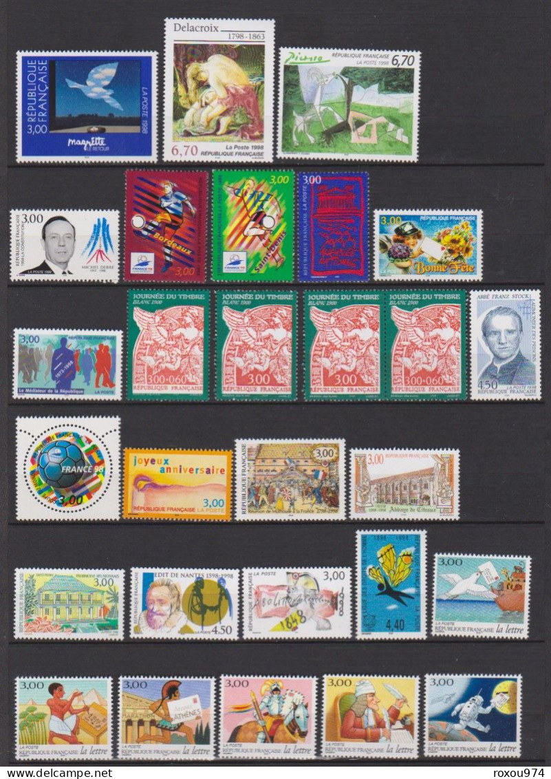 ANNEE  1998  COMPLETE     TIMBRES SEULS  +     CARNETS    +    FEUILLETS         SCAN - 1990-1999