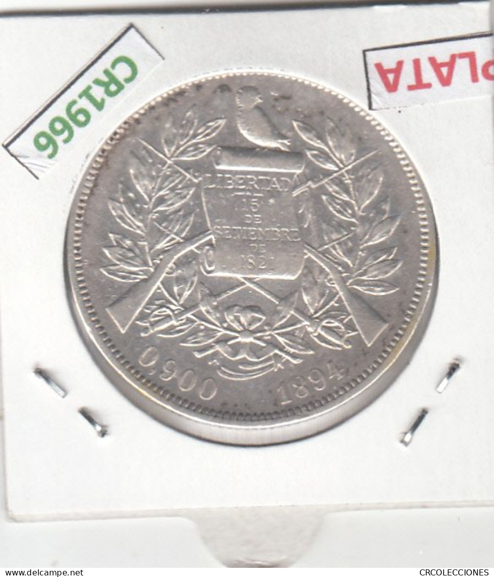 CR1966 MONEDA GUATEMALA 1 PESO 1894 PLATA - Guatemala