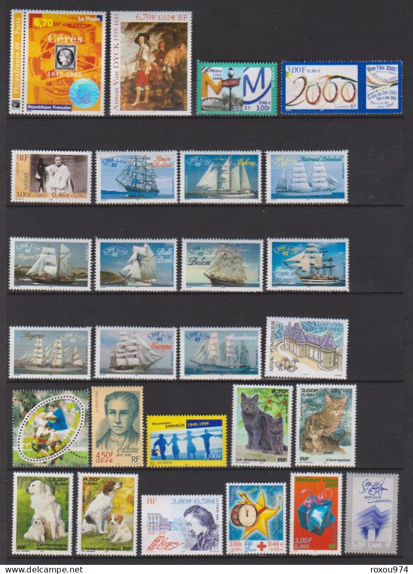 ANNEE  1999  COMPLETE     TIMBRES SEULS    +    CARNETS    +     FEUILLETS     10  SCAN - 1990-1999