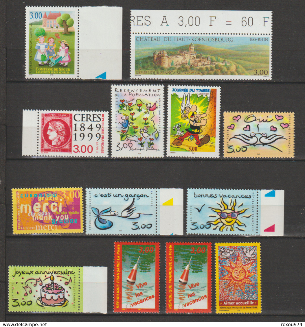 ANNEE  1999  COMPLETE     TIMBRES SEULS    +    CARNETS    +     FEUILLETS     10  SCAN - 1990-1999