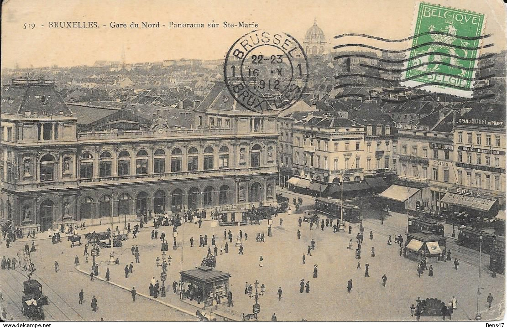 Bruxelles Gare Du Nord  Panorama Saur Ste-Marie 16-10-1912 - Chemins De Fer, Gares