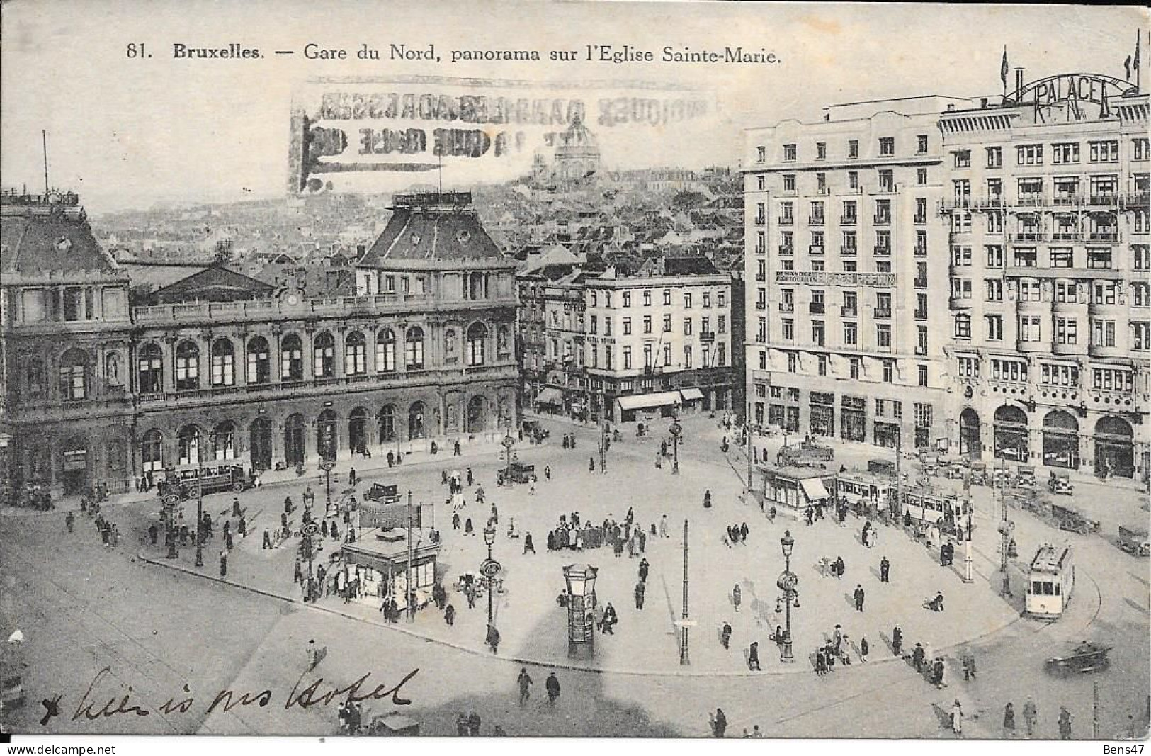 Bruxelles Gare Du Nord  Panorama Sur L'Eglise St Marie 5-8-1931 - Transport (rail) - Stations