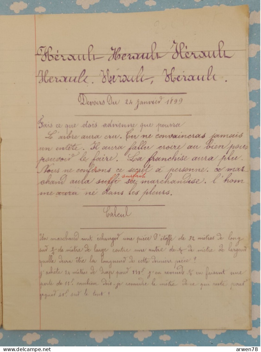 Cahier D'écolier AFFICHE P.L.M. URIAGE LES BAINS 1899 HEUILLET LE GRAND Complet Bien Tenu Belle Ecriture - Book Covers