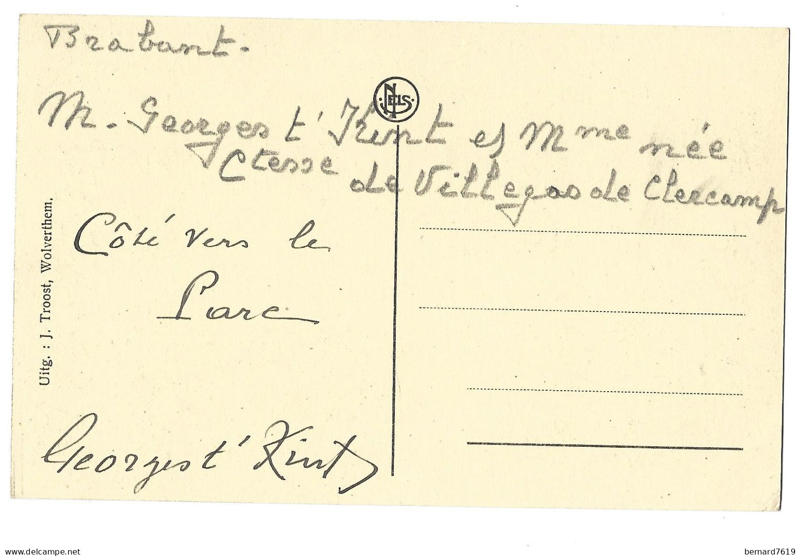 Belgique  - Wolverthem -   Impdenhof -  - -  - Carte   Signee    Georges T' Kint Et  Mme Nee Comtesse  De Villegas De Cl - Meise