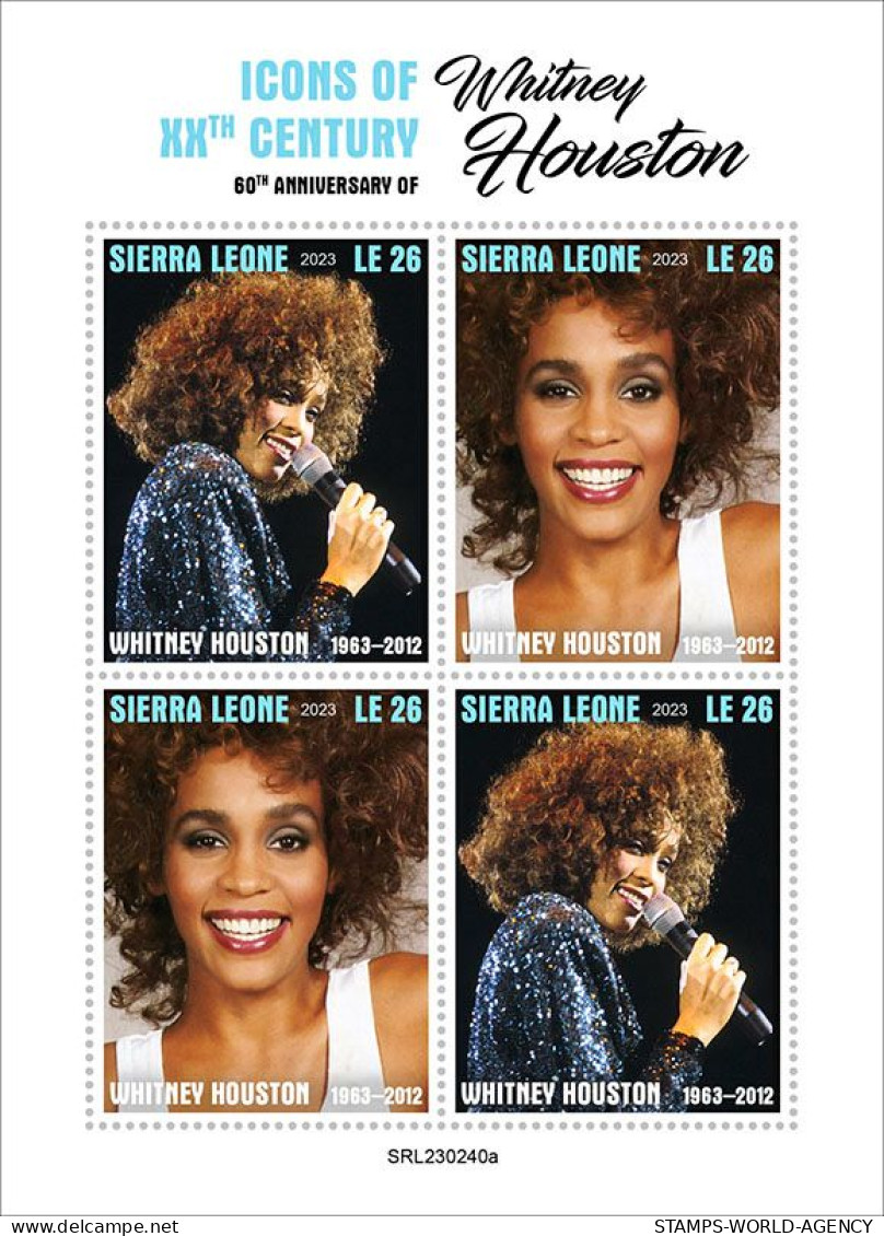 2023-04 - SIERRA LEONE-  WHITNEY HOUSTON           4V  MNH** - Singers