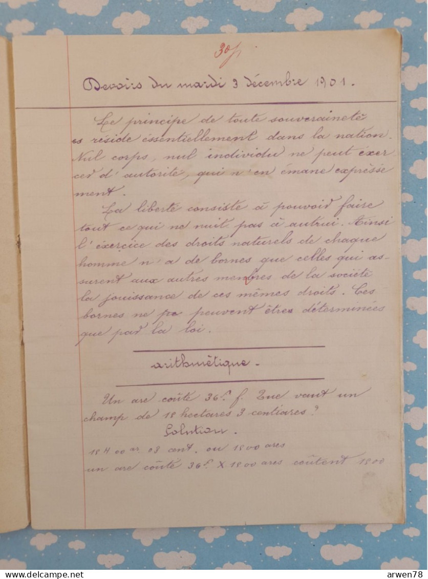 Cahier D'écolier AFFICHE P.L.M. GENEVE 1901 Complet Bien Tenu Belle écriture HEUILLEY LE GRAND - Coberturas De Libros