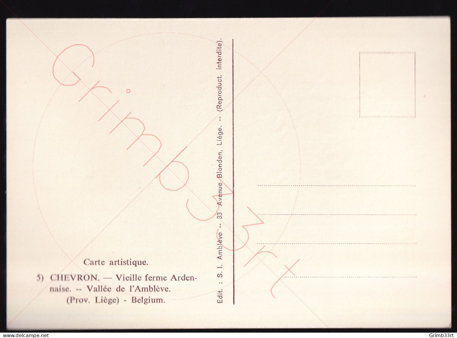 Chevron - Vieille Ferme Ardennaise - R. BOCK (ill.) - Postkaart - Stoumont