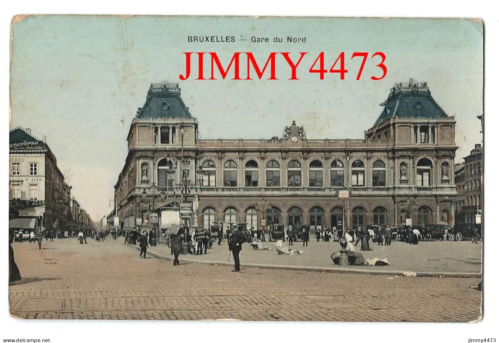 CPA - BRUXELLES - Gare Du Nord En 1914 ( Place Bien Animée ) Edit. Du Grand Bazar - Spoorwegen, Stations