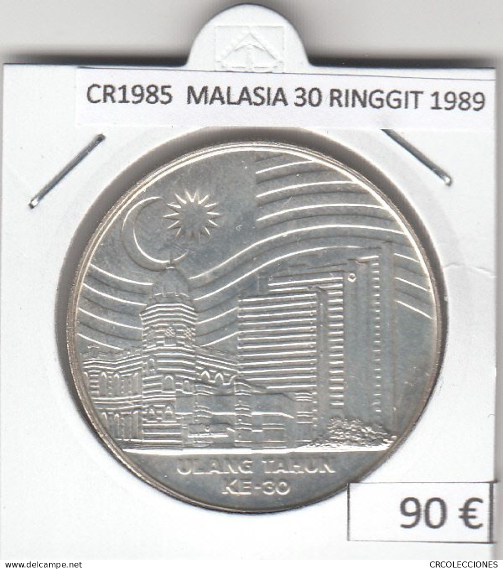CR1985 MONEDA MALASIA 30 RINGGIT 1989 PLATA - Malesia