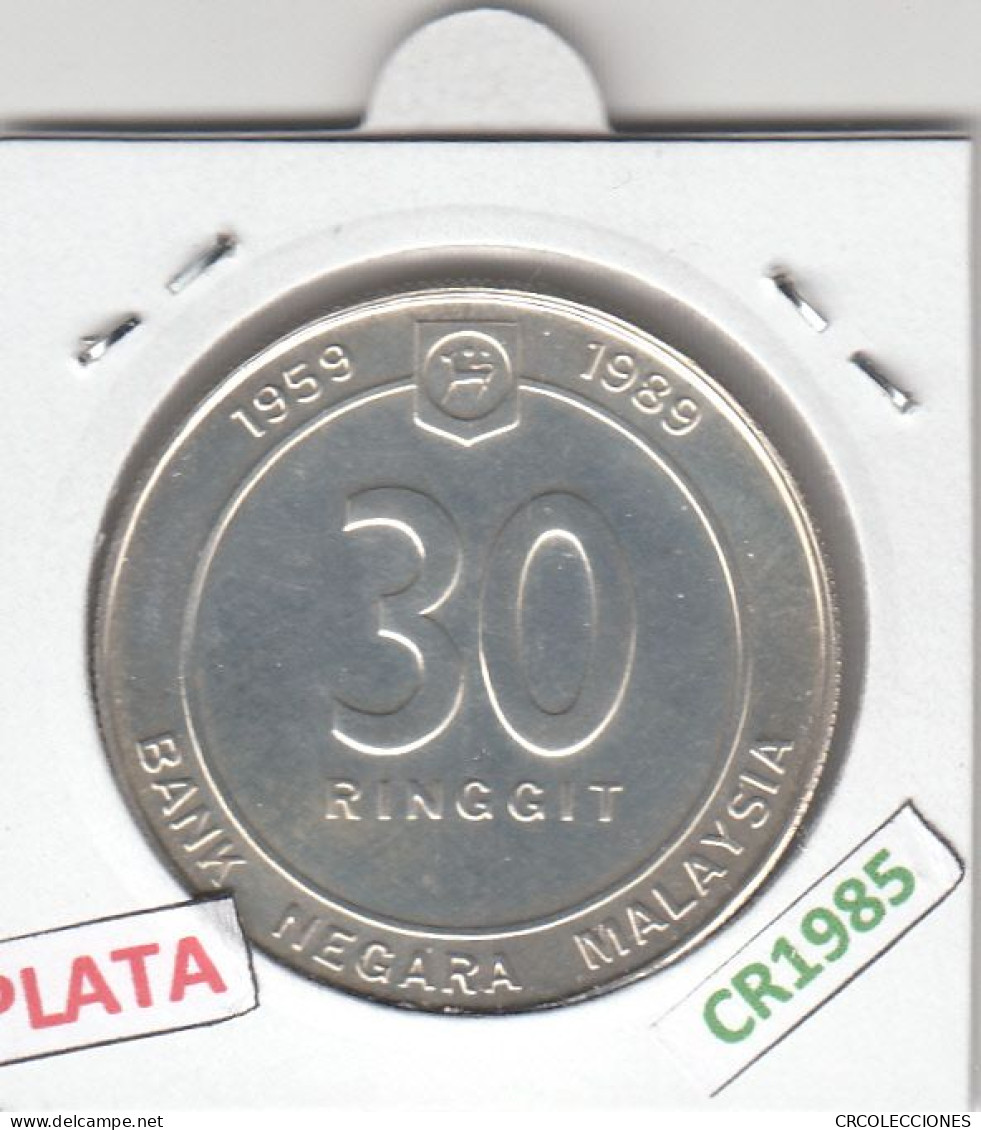CR1985 MONEDA MALASIA 30 RINGGIT 1989 PLATA - Malaysie
