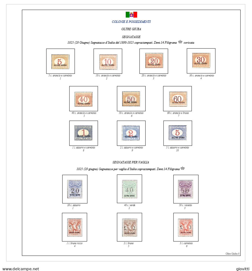 ETIOPIA, SASENO, OLTRE GIUBA. Fogli Autocostruiti Senza Taschine A 22 Fori - Cajas Para Sellos