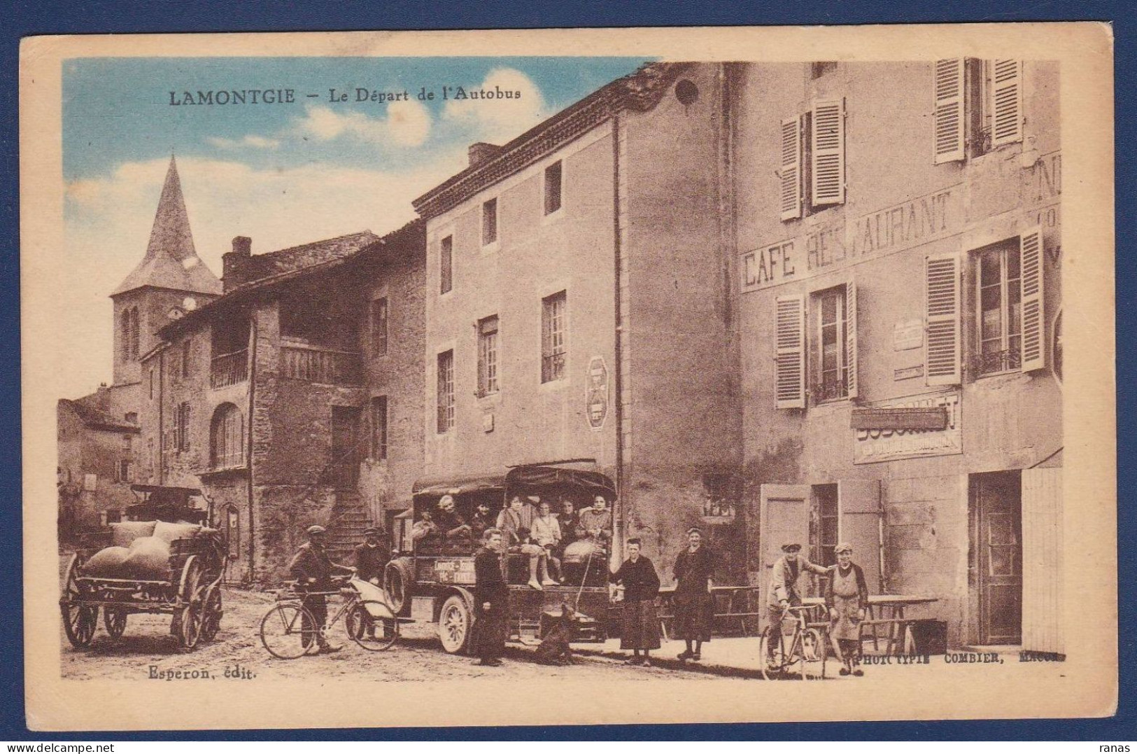 CPA [63] Puy-de-Dôme > Lanomtgie Départ De L'autobus Courrier - Sonstige & Ohne Zuordnung