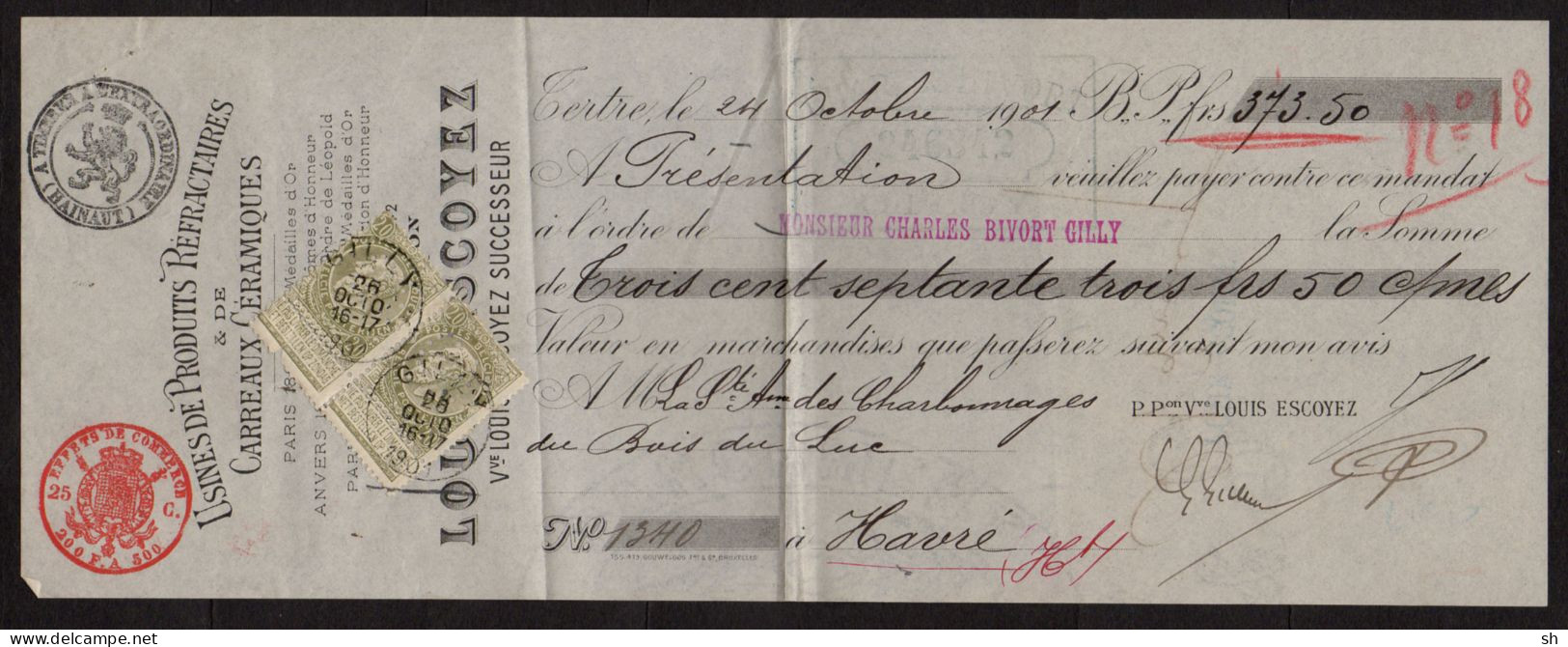 PERFORE - PERFINS - LOCHUNG - Charbonnages Ham-sur-sambre - CB - 1863-09