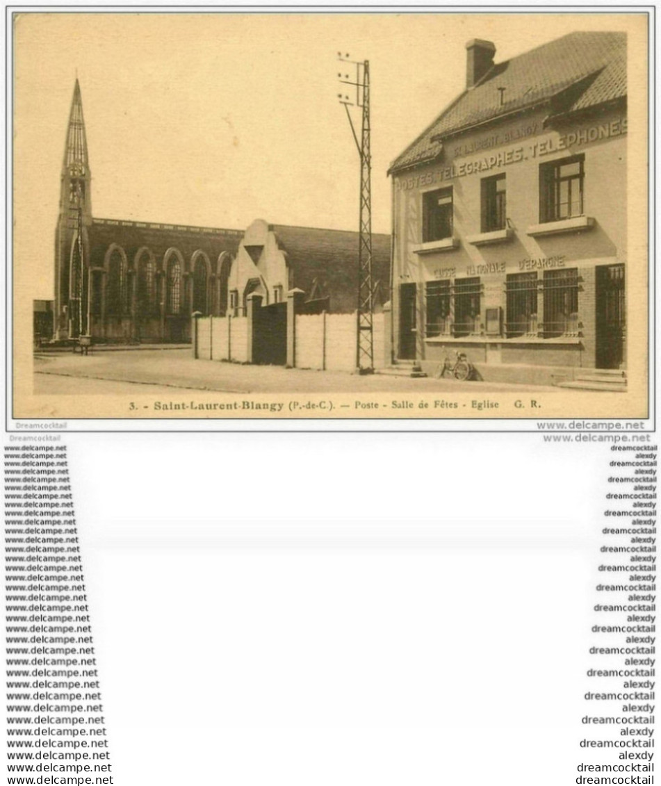 62 SAINT-LAURENT-BLANGY. La Poste, Salle Des Fêtes Et Eglise 1945 Caisse D'Epargne - Saint Laurent Blangy