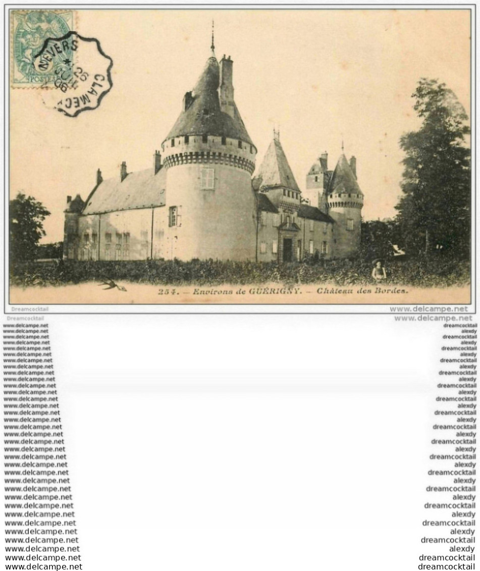 58 GUERIGNY. Château Des Bordes Avec Gamin Dans Les Vignes 1909 - Guerigny