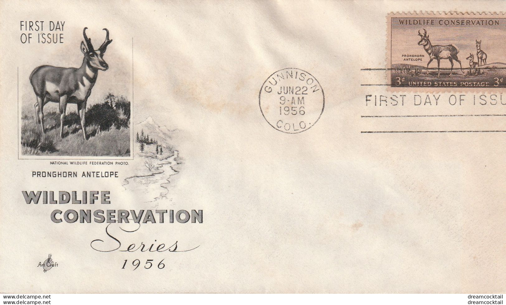 FDC USA 1956 WILDLIFE CONSERVATION Pour Gunnison - 1951-1960