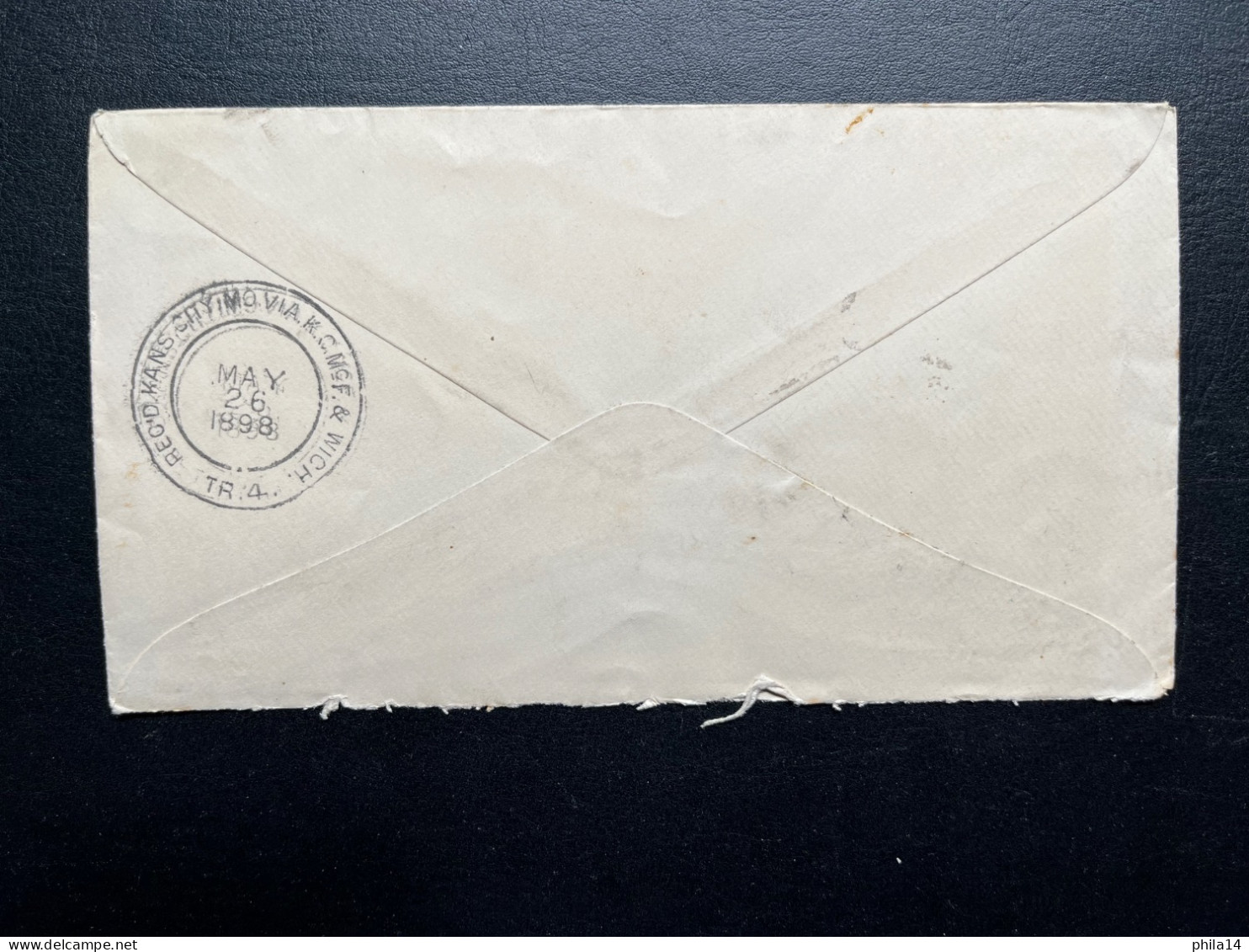 ENVELOPPE ENTIER POSTAL USA ETATS UNIS TWO CENTS / WHITE WATER POUR KANSAS CITY 1898 / BANK OF WHITE WATER - ...-1900