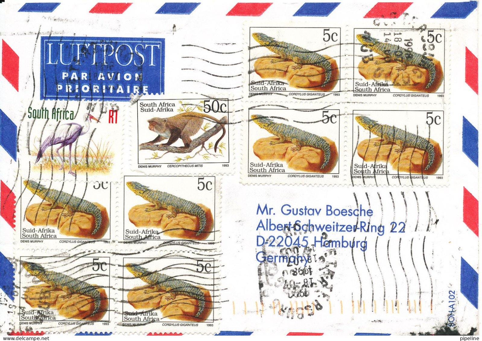 South Africa Air Mail Cover Sent To Germany 18-7-1998 - Poste Aérienne