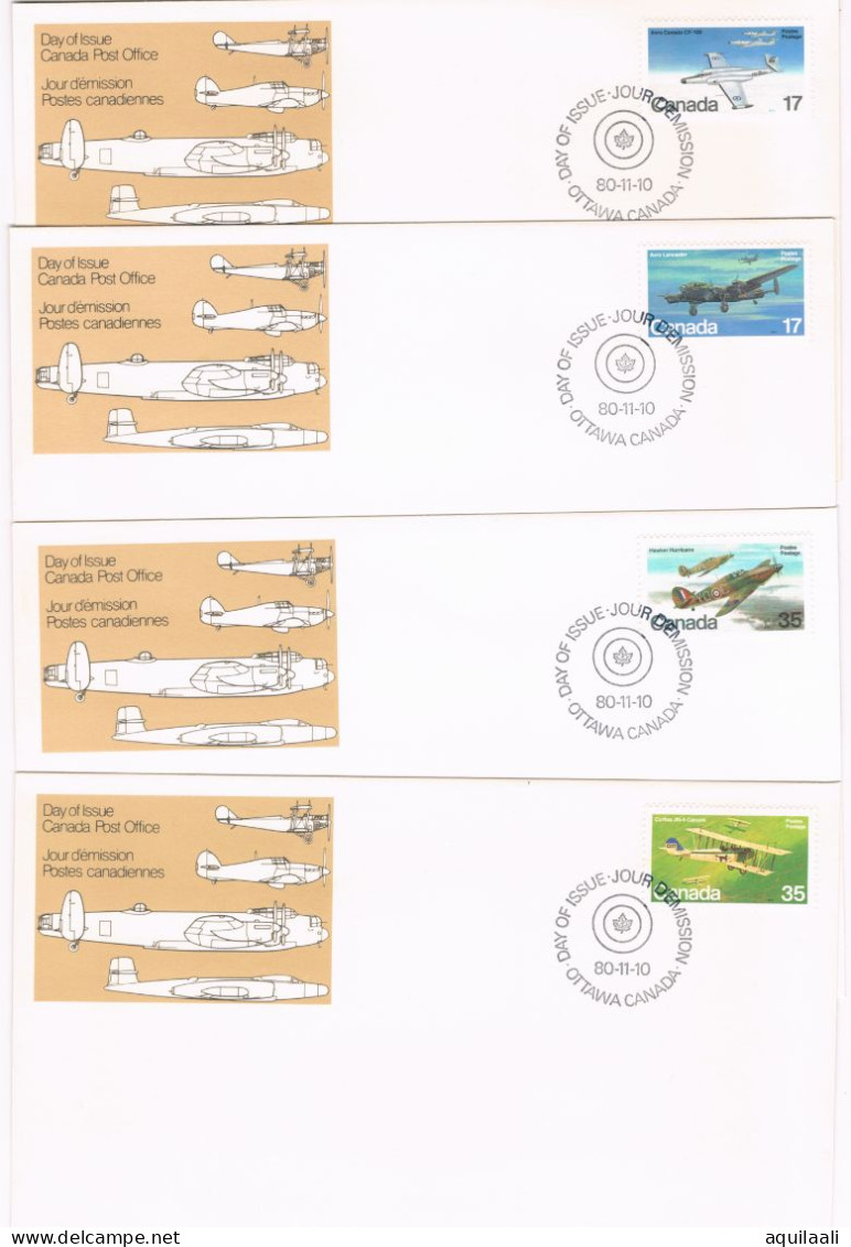 CANADA 1980/1981 -Aircraft, 2 Serie Su Busta Con Annullo Fdc - 1981-1990