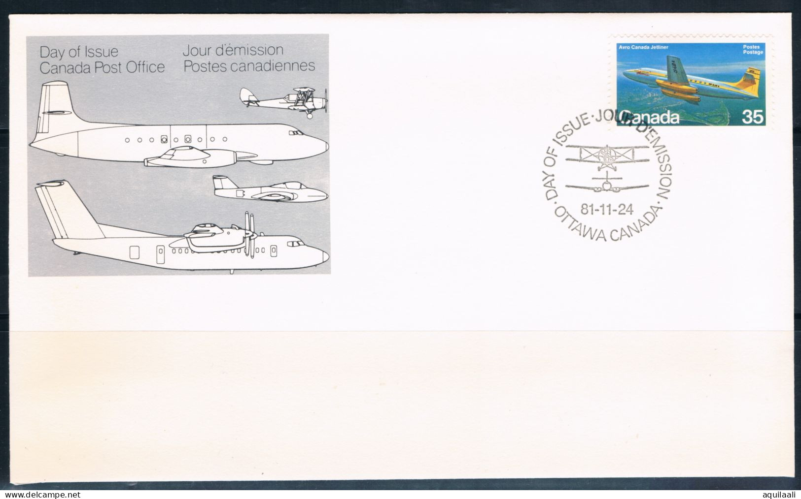 CANADA 1980/1981 -Aircraft, 2 serie su busta con annullo fdc