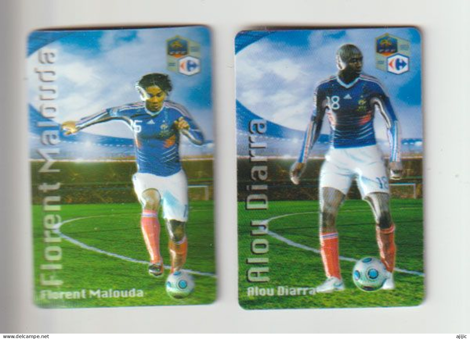 Magnets En Relief  Les Joueurs De L'Equipe De France De Football " Florent MALOUDA " & "Alou DIARRA" - Sports