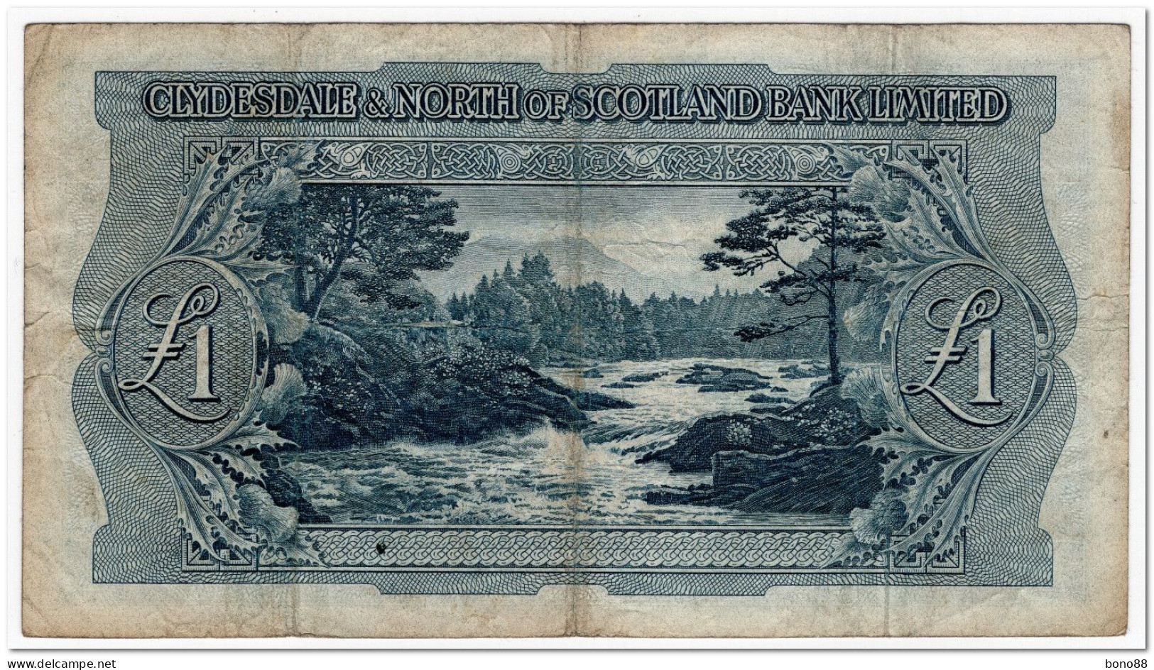 SCOTLAND,CLYDESDALE & NORTH OF SCOTLANDBANK LIMITED,1 POUND,1955,P.191a,FINE - 1 Pond