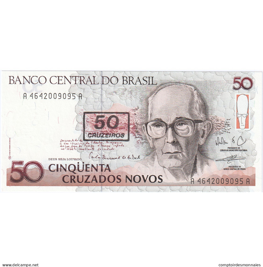 Brésil, 50 Cruzeiros On 50 Cruzados Novos, Undated (1996), KM:223, NEUF - Brésil