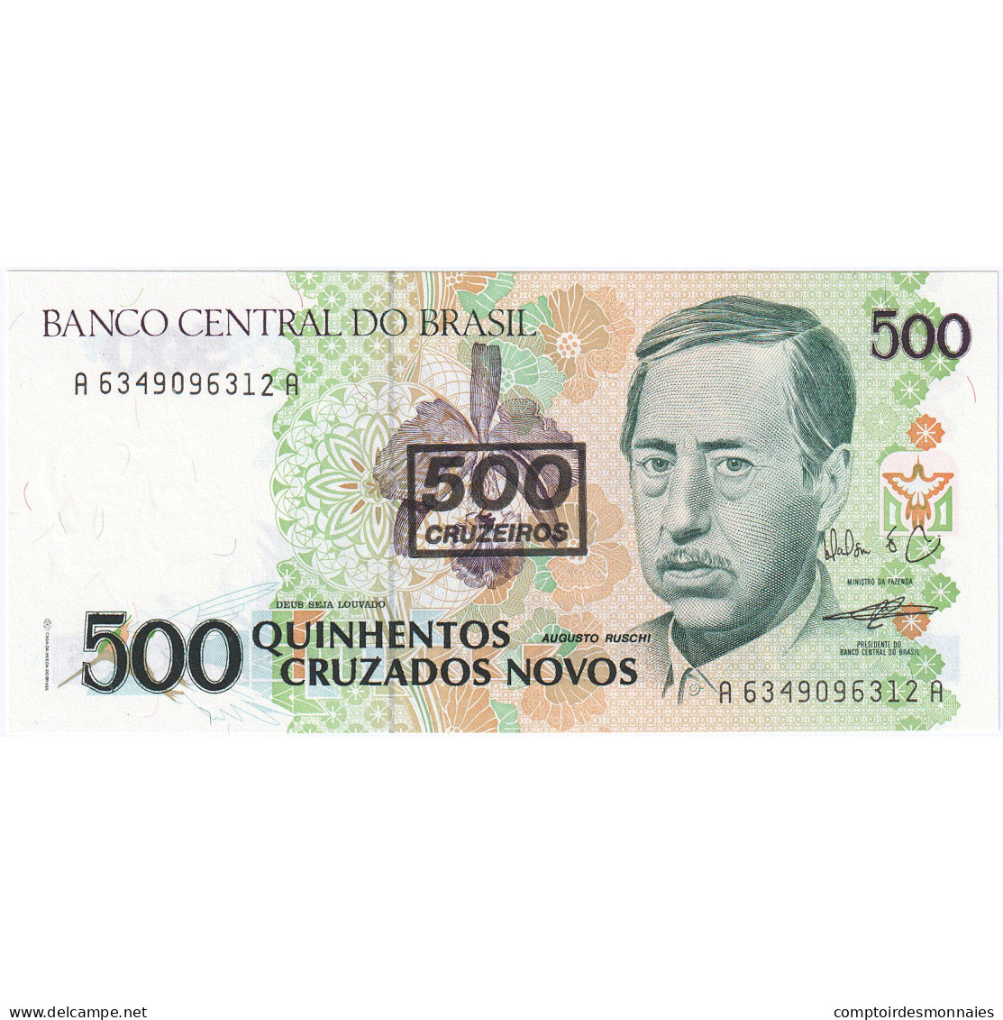 Billet, Brésil, 500 Cruzeiros On 500 Cruzados Novos, Undated (1990), KM:226b - Brésil