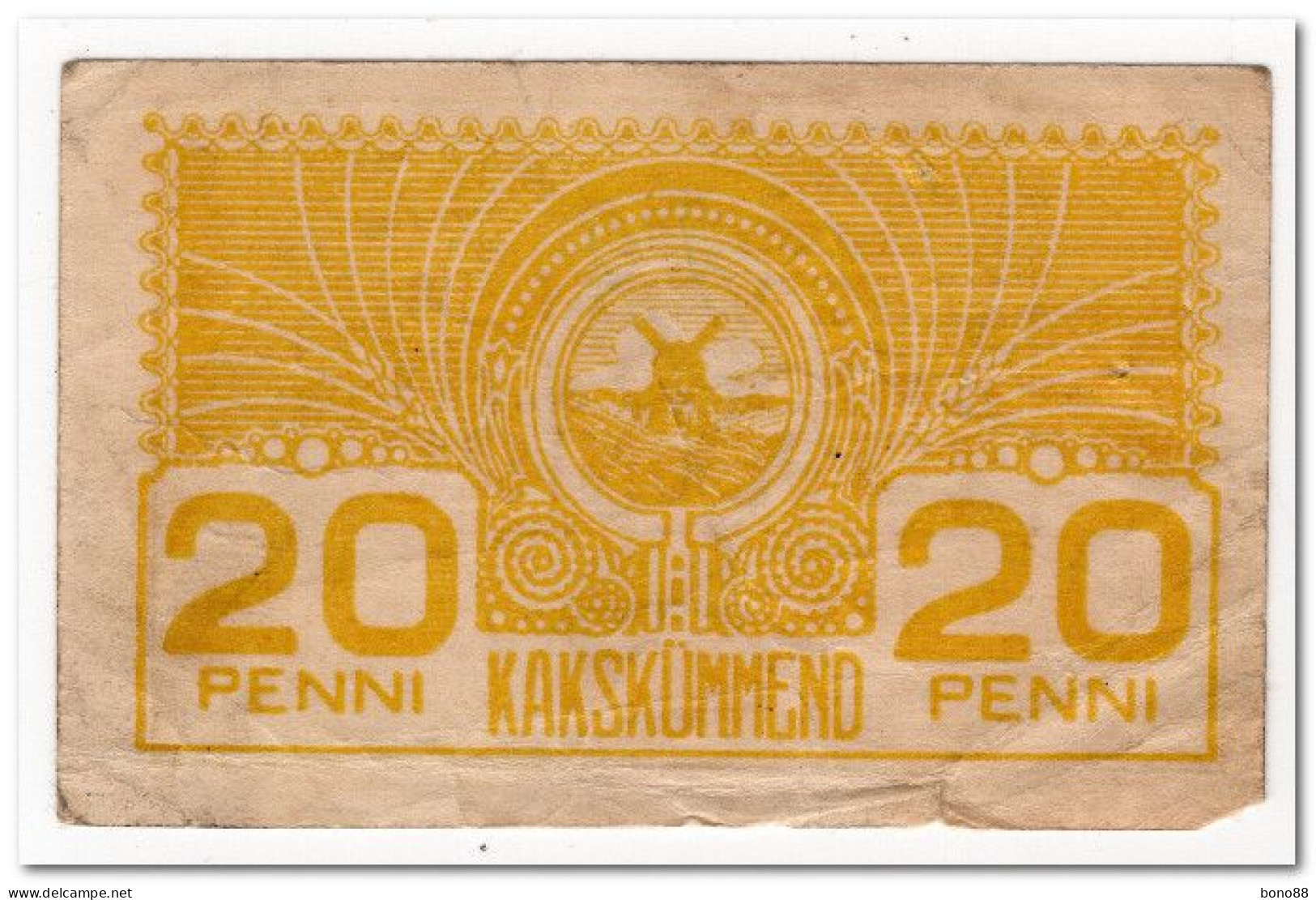 ESTONIA,20 PENNI,1919,P.41,FINE,SMALL TEAR,2 PIN HOLES - Estonie